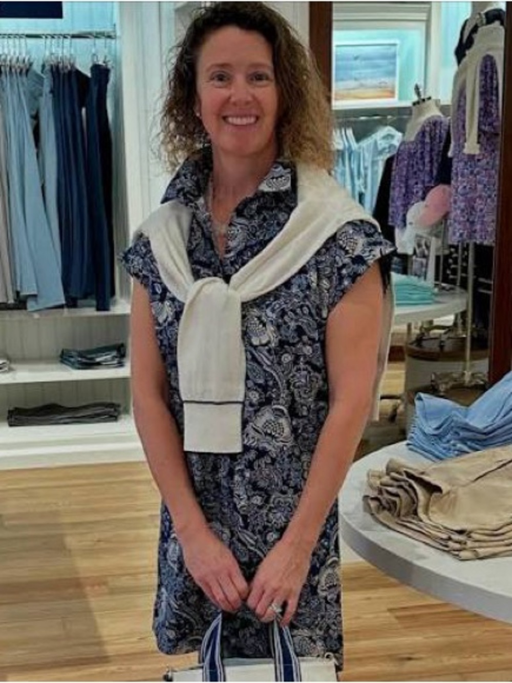 Vineyard Vines Margo Poplin Shirtdress In Navy Piper Paisley Size XXS